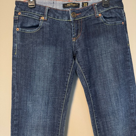 Ed Hardy Jeans Size 31 Embellished Skull & Rose Embroidered Denim Y2K - Picture 3 of 12